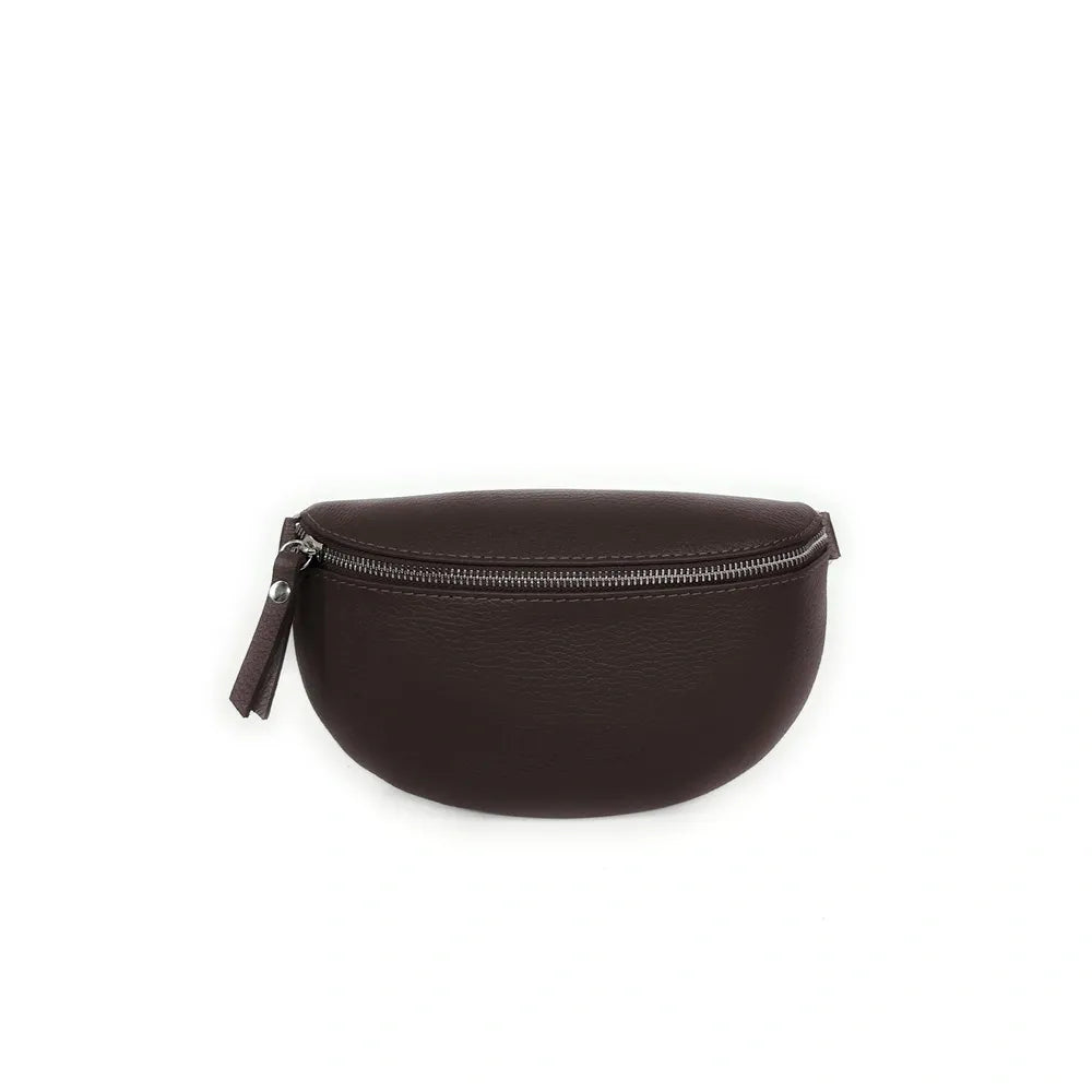 Sac banane en cuir grainé LOU Chocolat