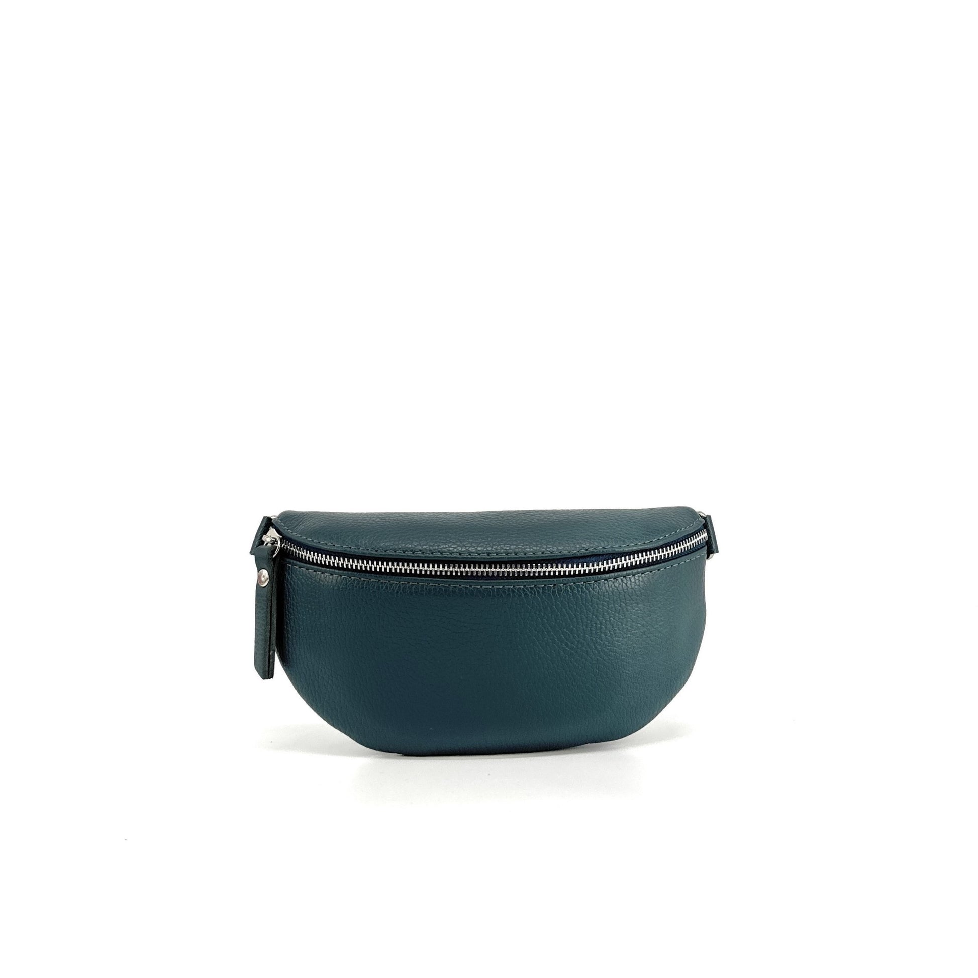 Sac banane en cuir grainé LOU Bleu vert canard