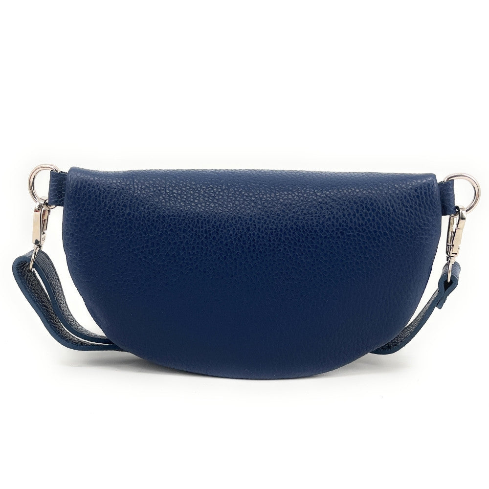 Sac banane en cuir grainé LOU Bleu