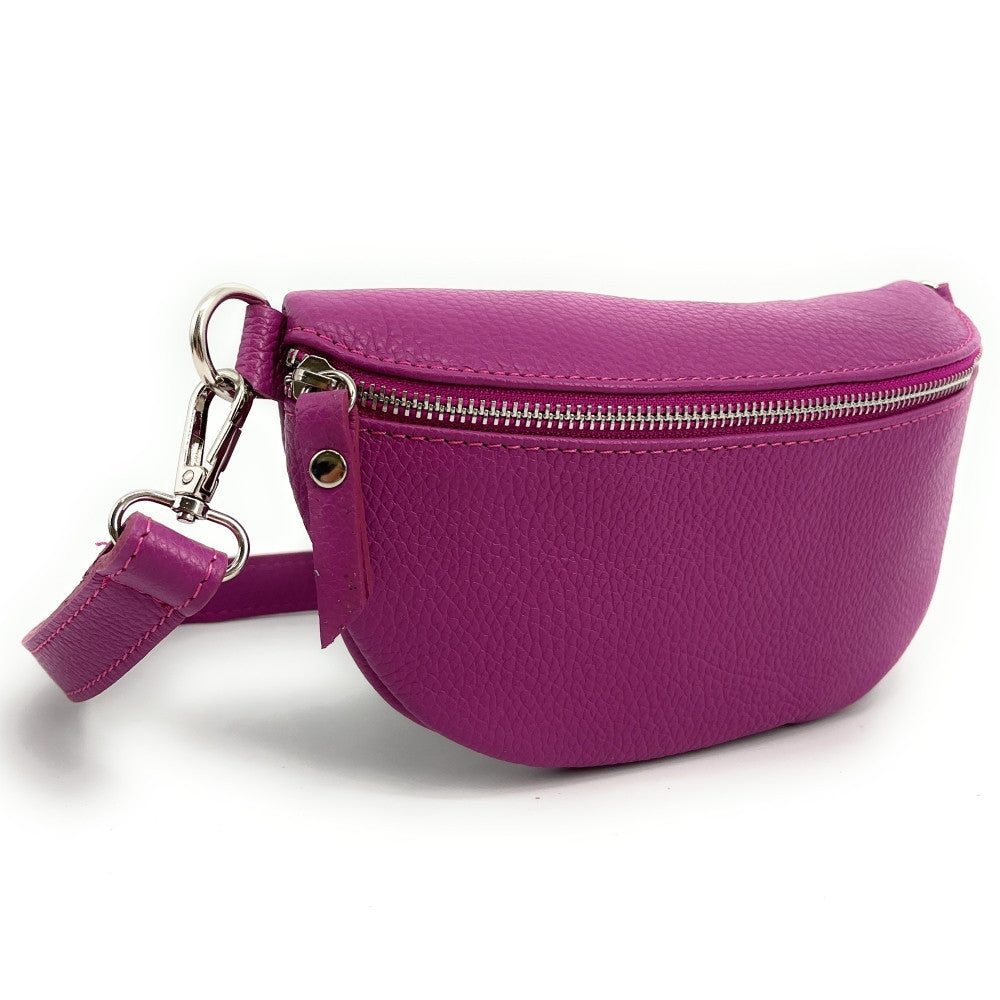 Sac banane en cuir grainé LOU Violine
