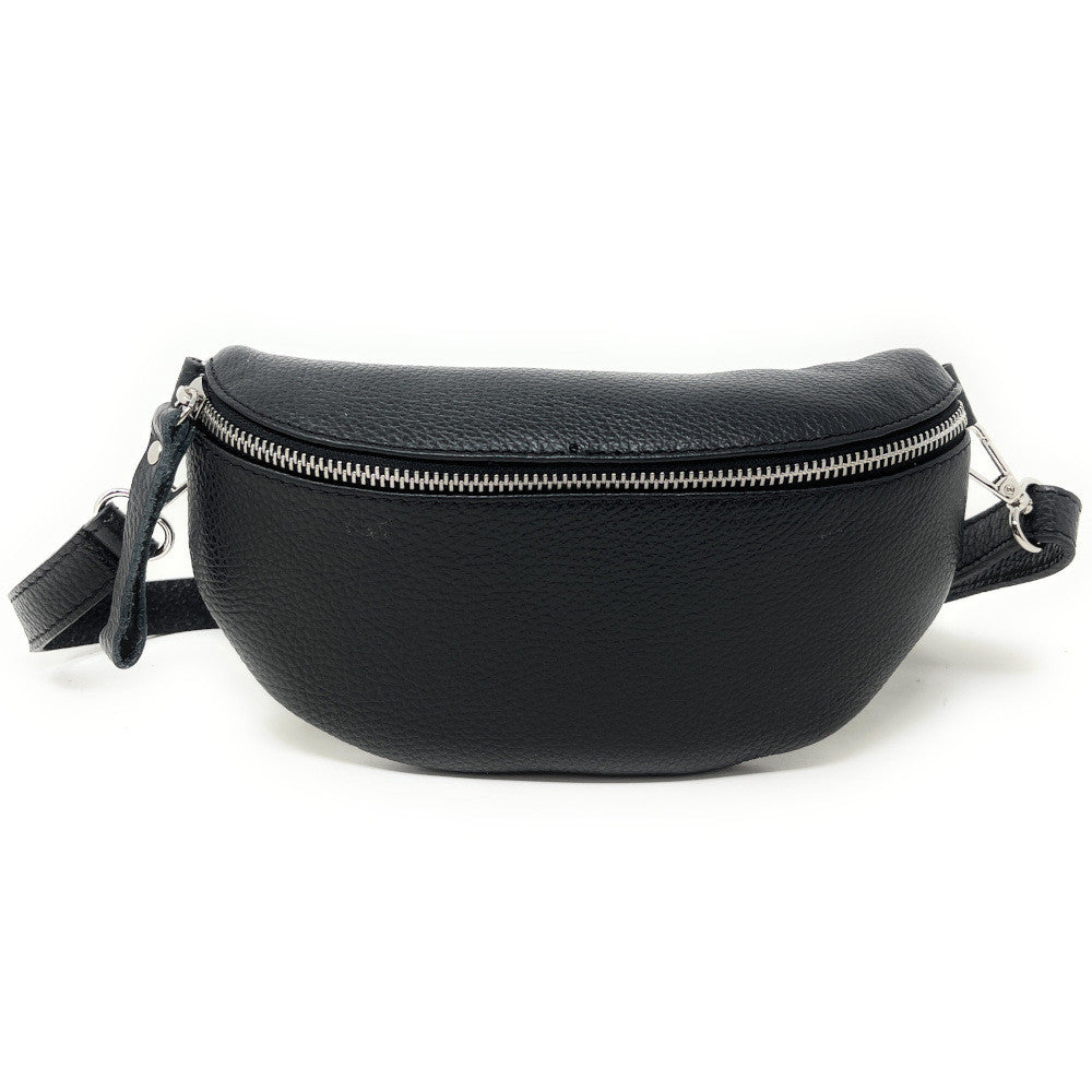 Sac banane en cuir grainé LOU Noir