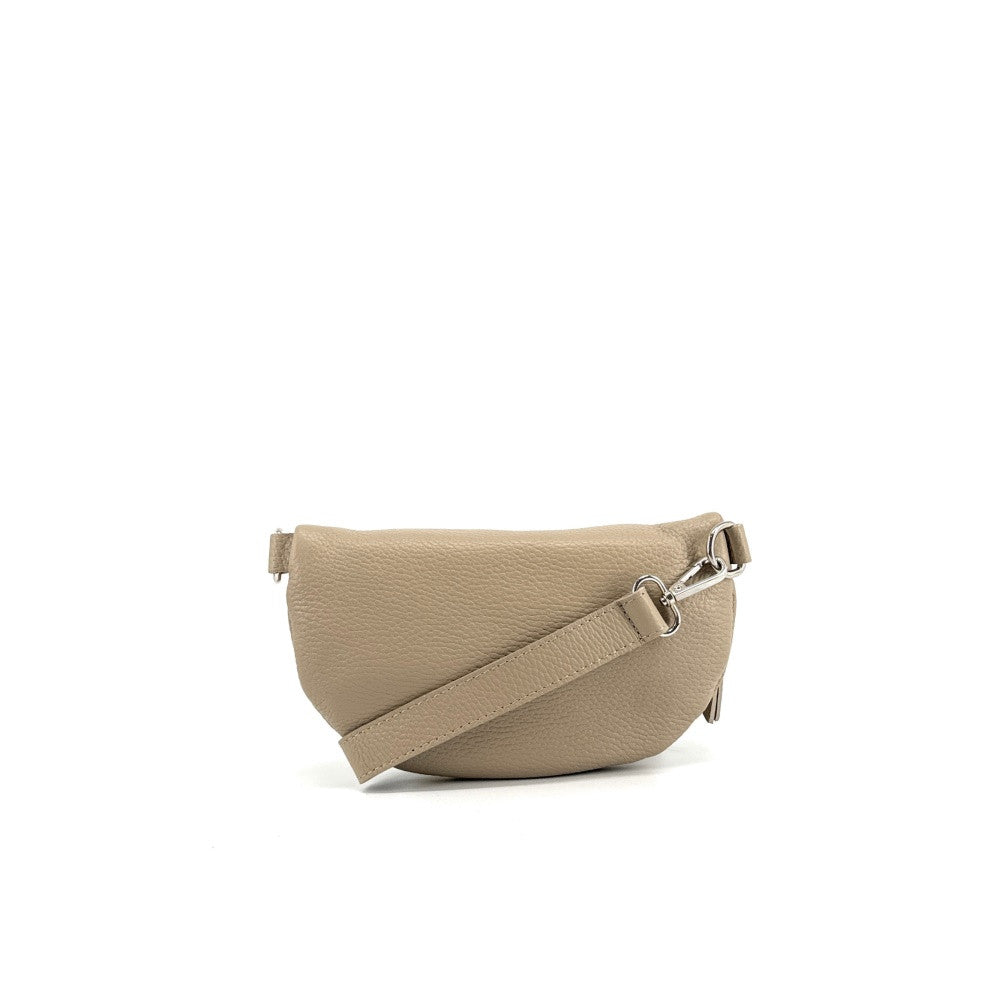 Sac banane en cuir grainé LOU Taupe clair