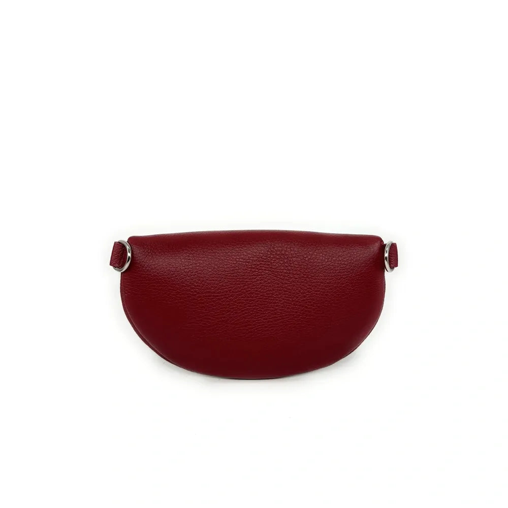 Sac banane en cuir grainé LOU Rouge bordeaux