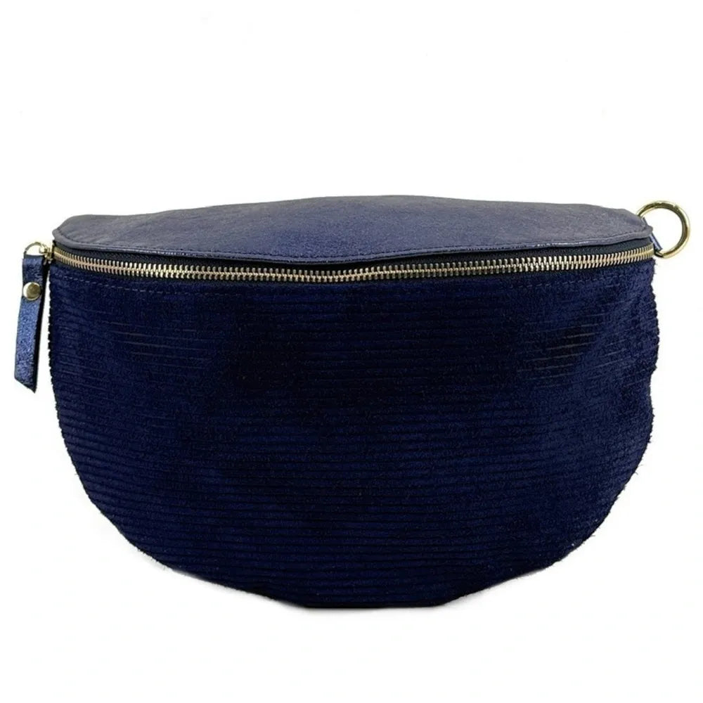 Sac banane en cuir irisé et croûte de cuir LOUNA VELOURS Nuit étoilée