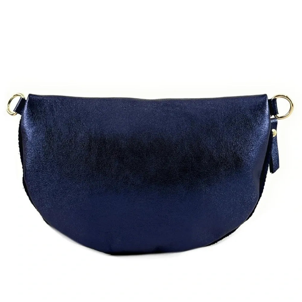 Sac banane en cuir irisé et croûte de cuir LOUNA VELOURS Nuit étoilée