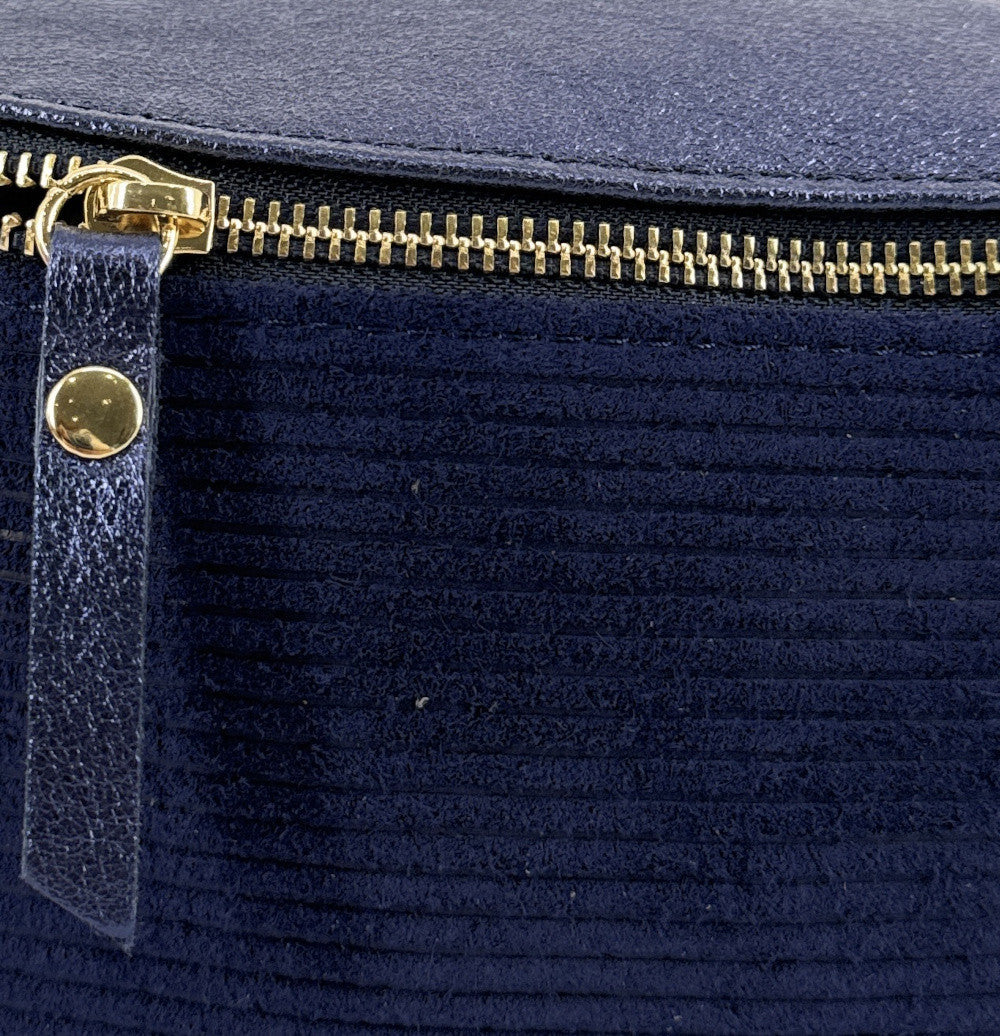 Sac banane en cuir irisé et croûte de cuir LOUNA VELOURS Nuit étoilée