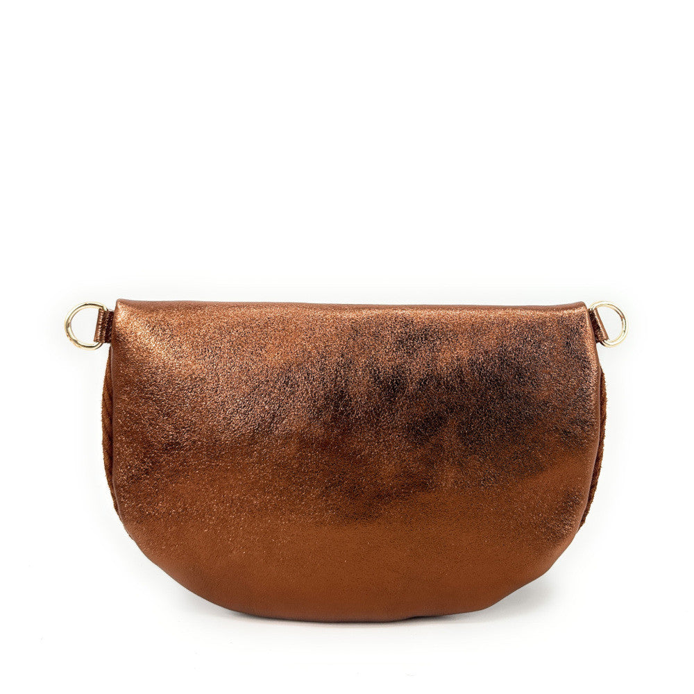 Sac banane en cuir irisé et croûte de cuir LOUNA VELOURS Bronze