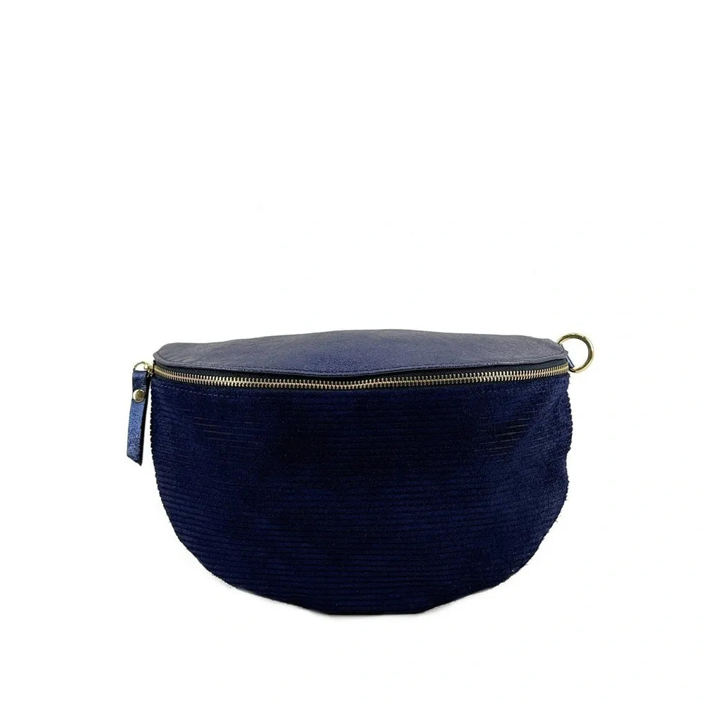 Sac banane en cuir irisé et croûte de cuir LOUNA VELOURS Nuit étoilée