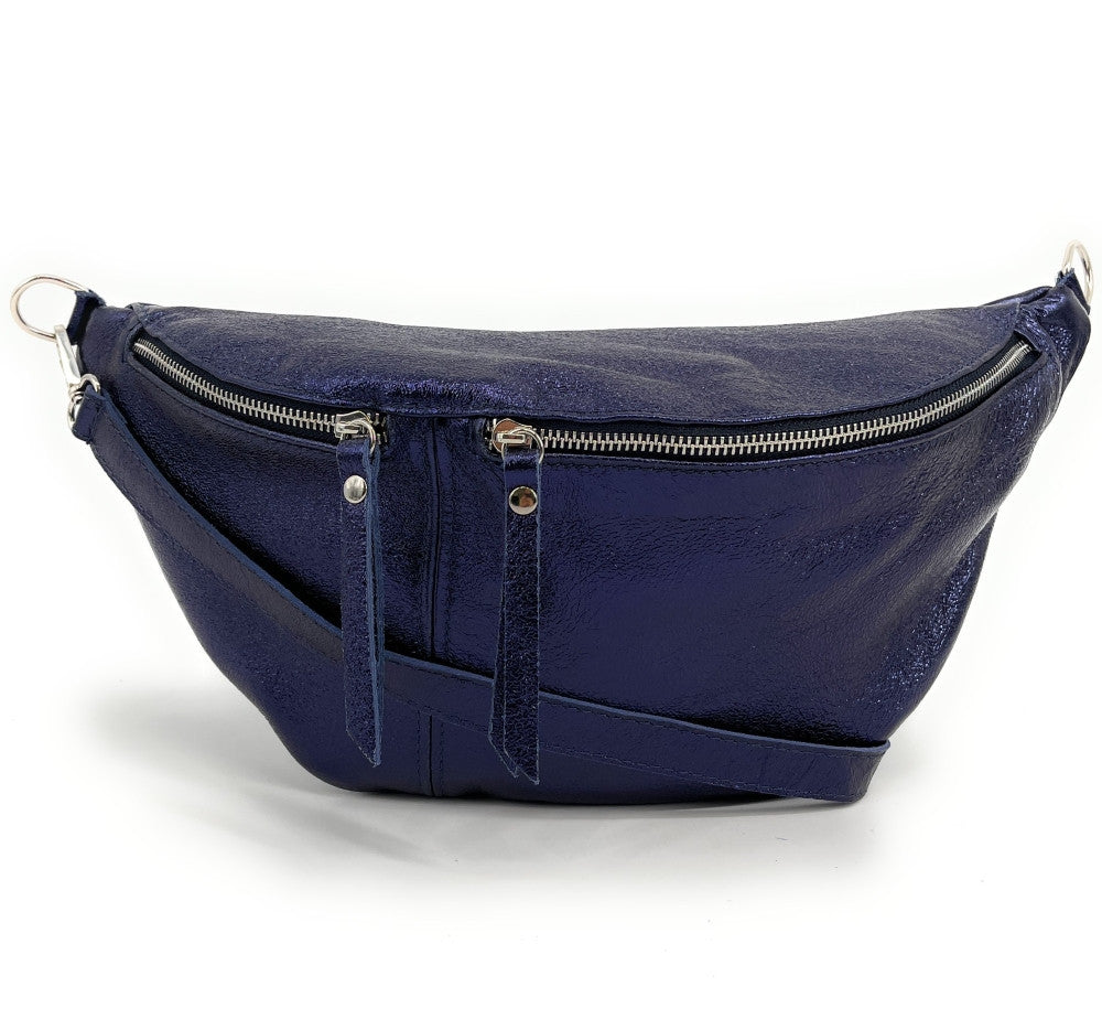 Sac banane en cuir irisé LILOU GLOW Nuit étoilée