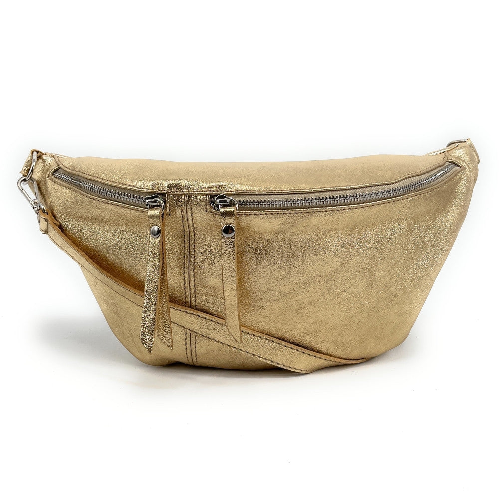 Sac banane en cuir irisé LILOU GLOW Or
