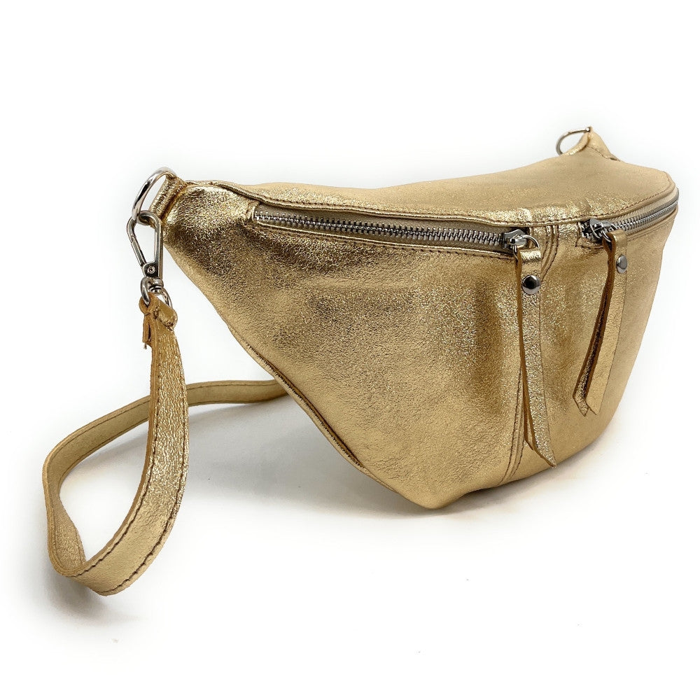 Sac banane en cuir irisé LILOU GLOW Or