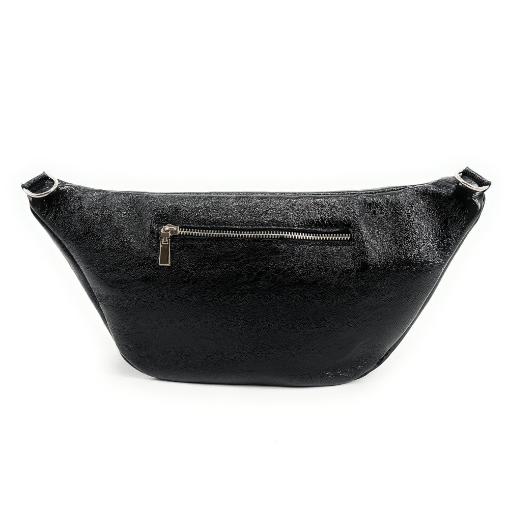 Sac banane en cuir irisé LILOU GLOW Noir irisé
