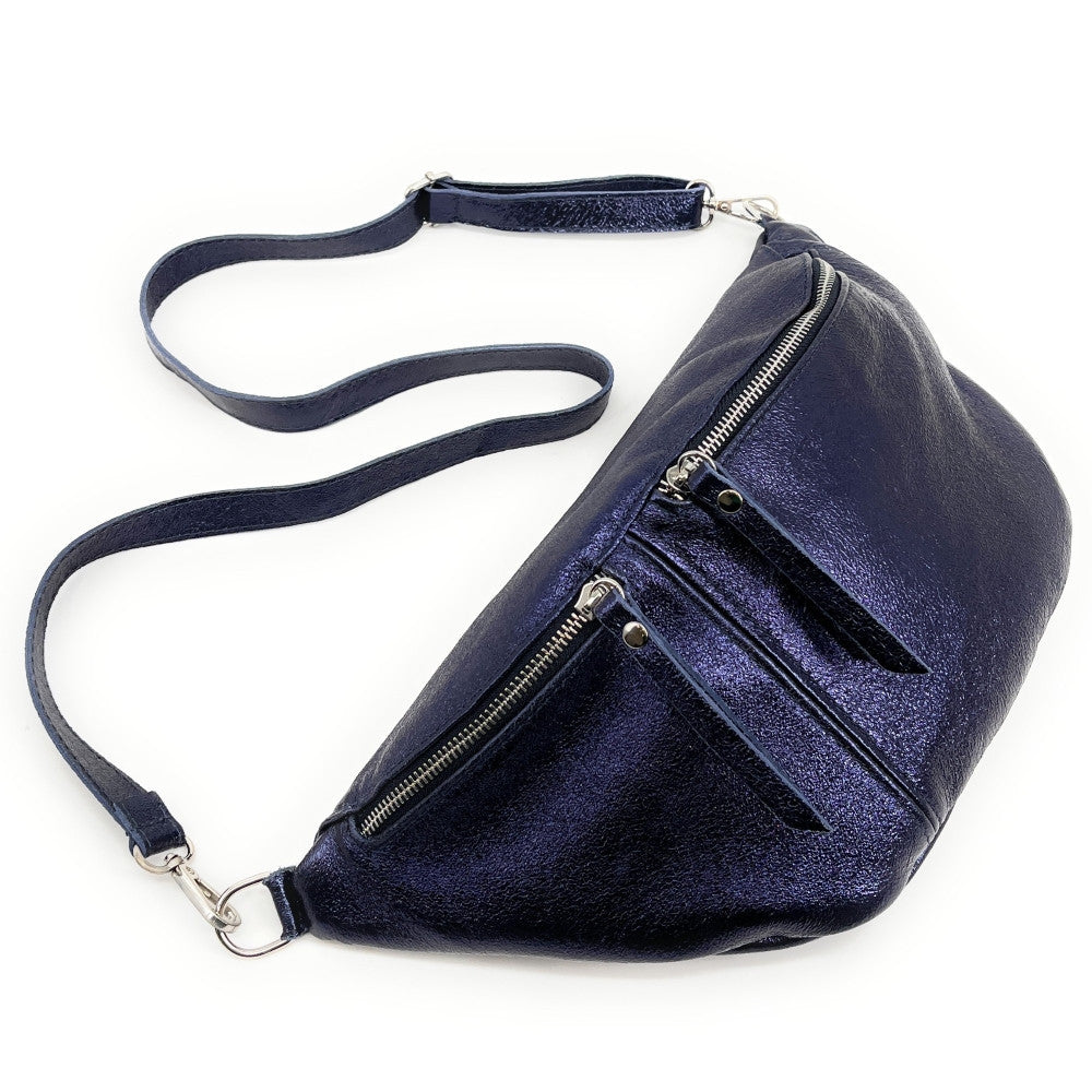 Sac banane en cuir irisé LILOU GLOW Nuit étoilée
