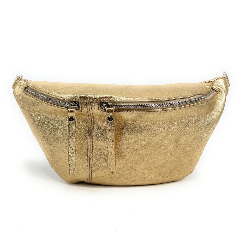 Sac banane en cuir irisé LILOU GLOW Or