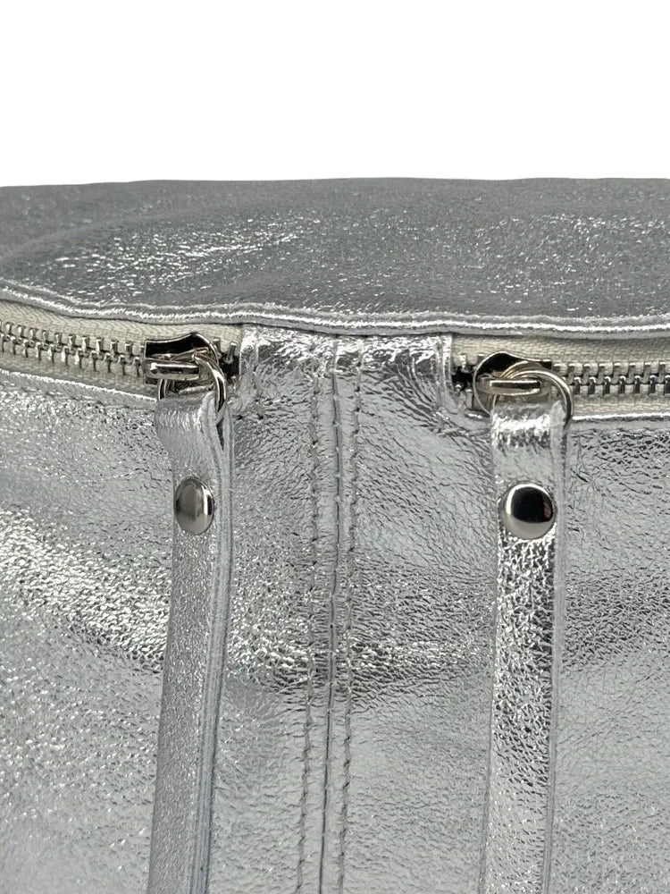 Sac banane en cuir irisé LILOU GLOW Argent moyen
