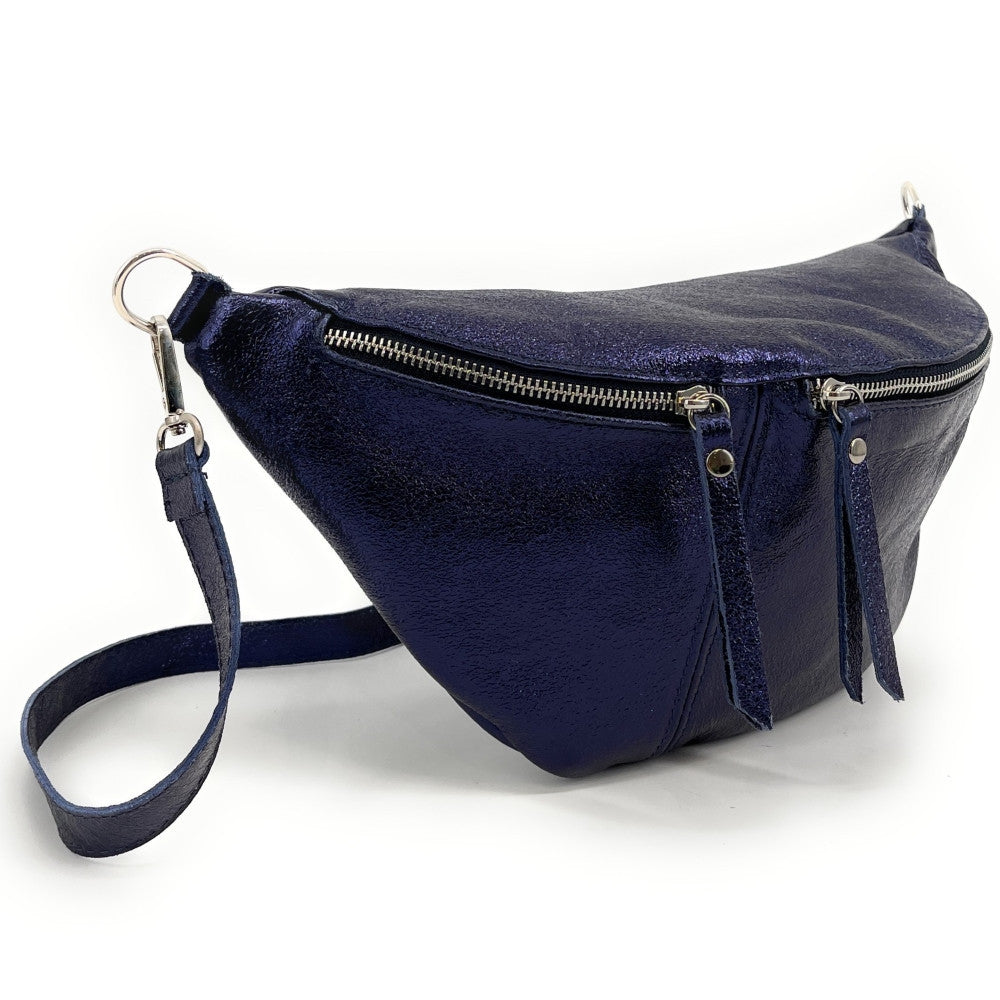 Sac banane en cuir irisé LILOU GLOW Nuit étoilée