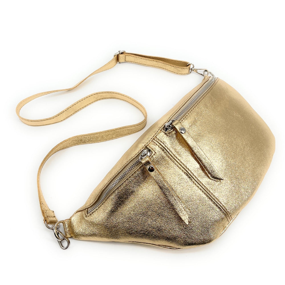 Sac banane en cuir irisé LILOU GLOW Or