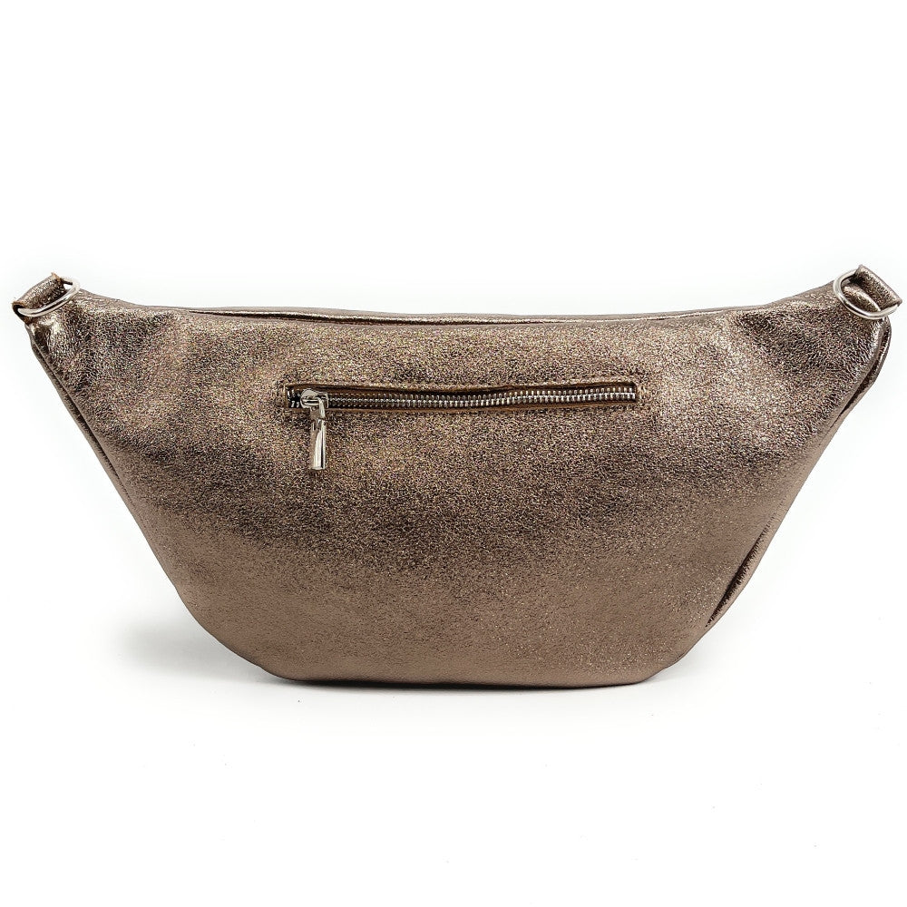 Sac banane en cuir irisé LILOU GLOW Champagne irisé