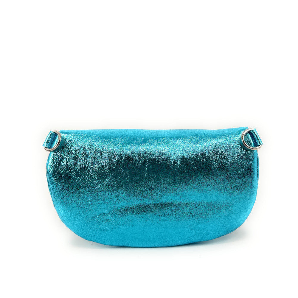 Sac banane en cuir irisé LOU-ANN Turquoise irisé