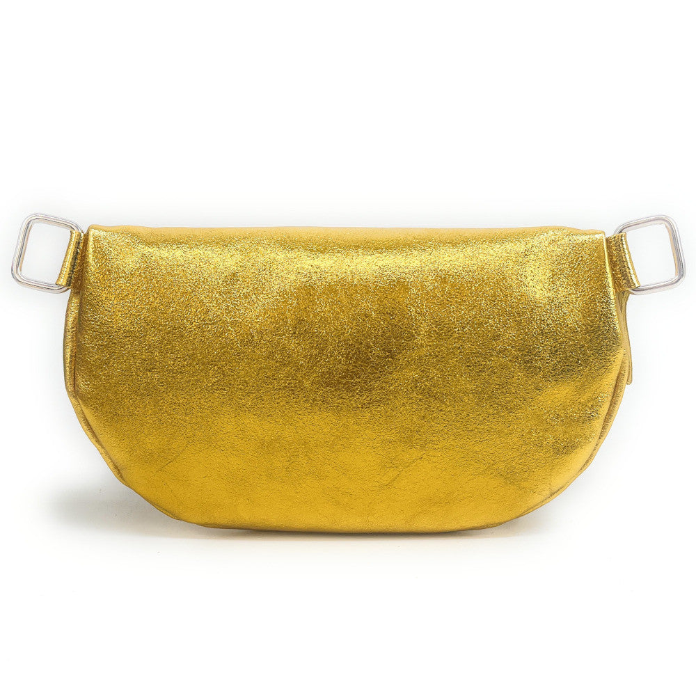 Sac banane en cuir irisé LOU-ANN Jaune tournesol