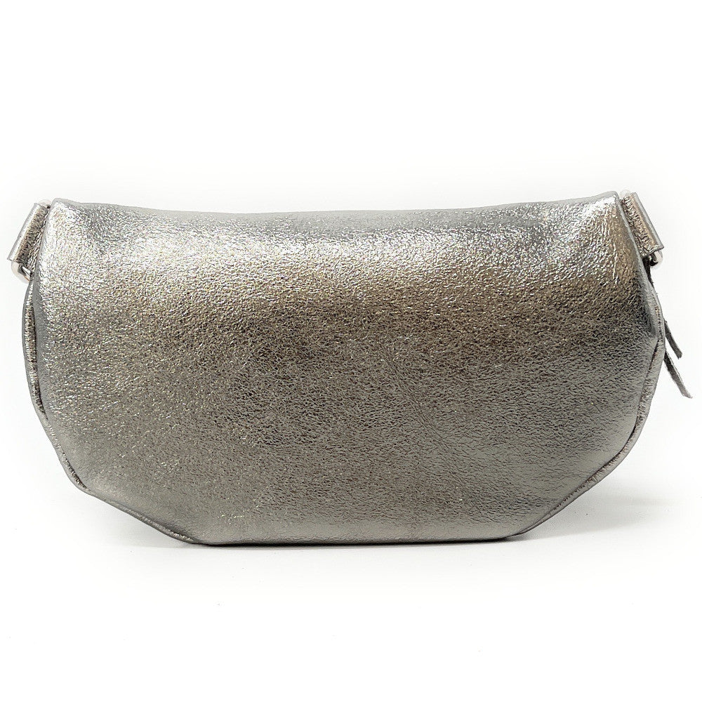 Sac banane en cuir irisé LOU-ANN Argent moyen