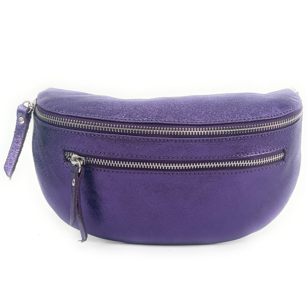 Sac banane en cuir irisé LOU-ANN Améthyste