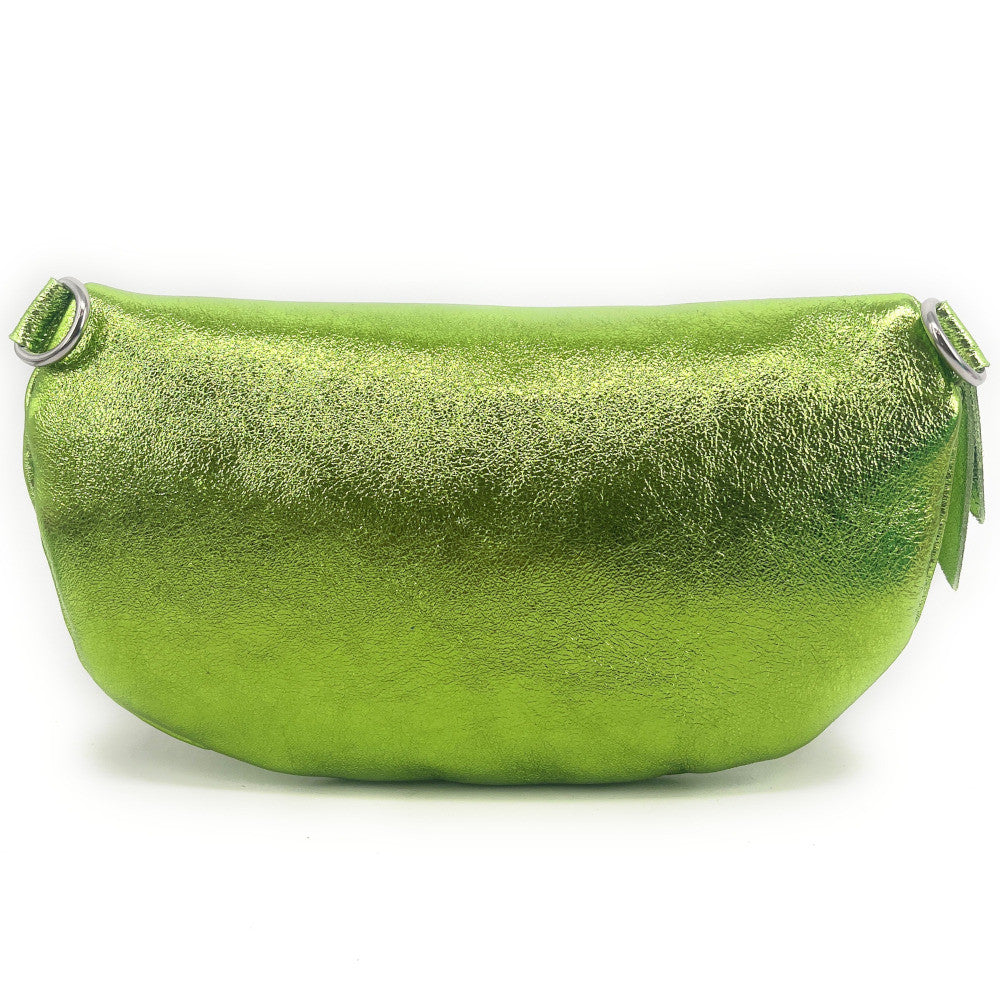 Sac banane en cuir irisé LOU-ANN Vert anis
