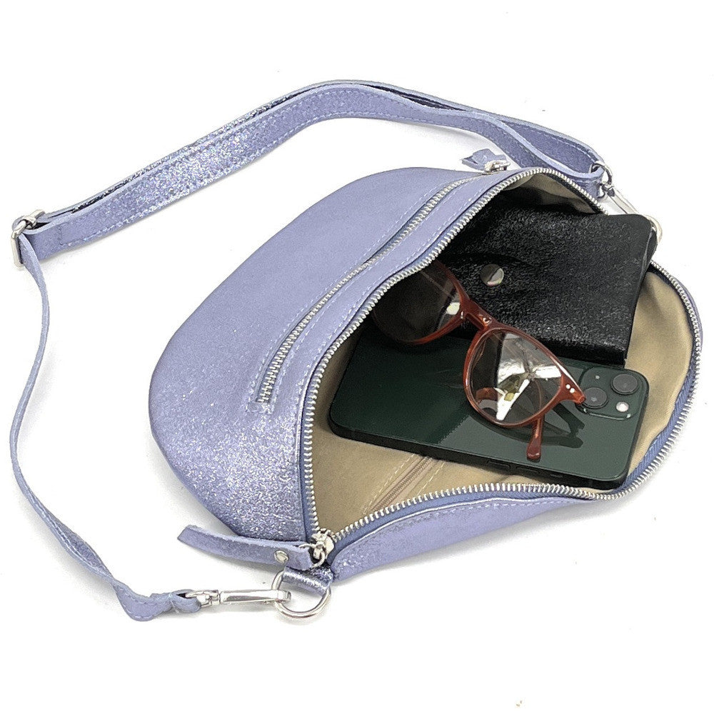 Sac banane en cuir irisé LOU-ANN Lilas irisé