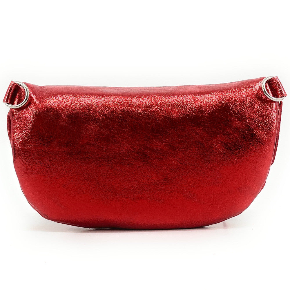 Sac banane en cuir irisé LOU-ANN Rouge garance