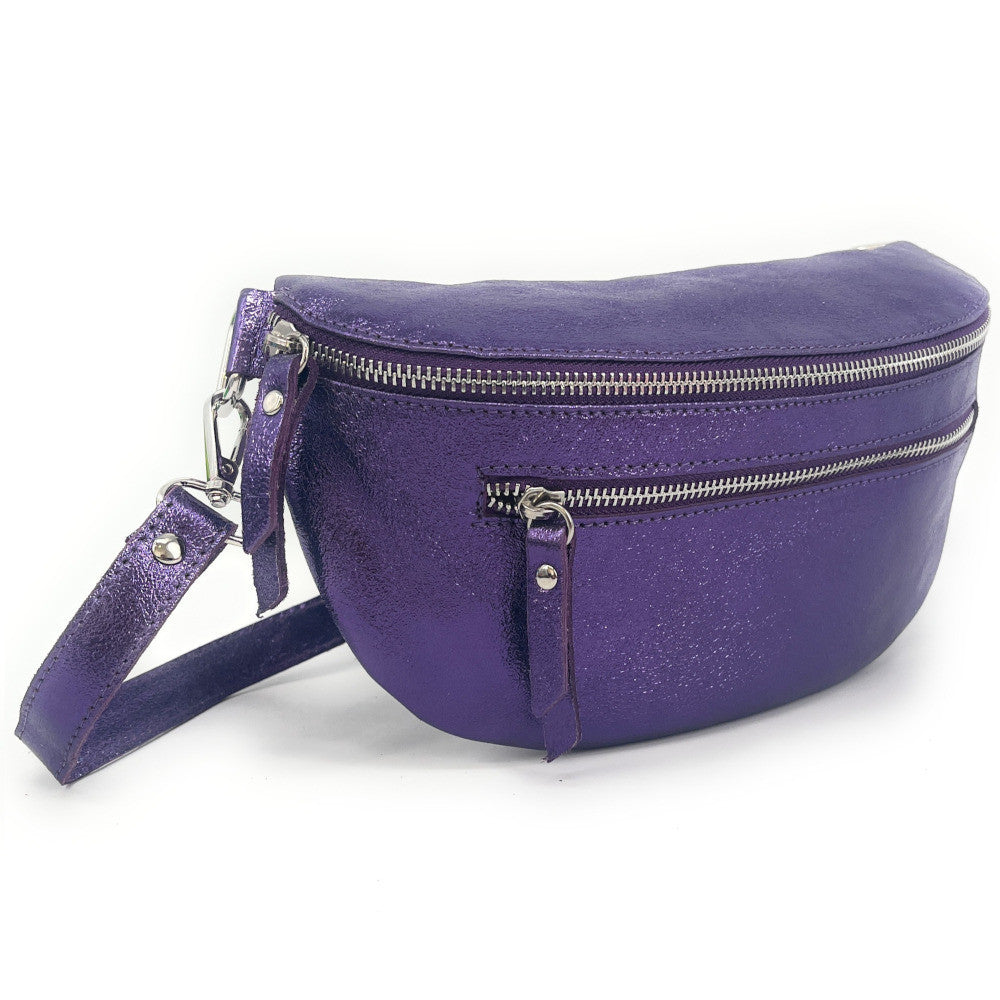 Sac banane en cuir irisé LOU-ANN Améthyste