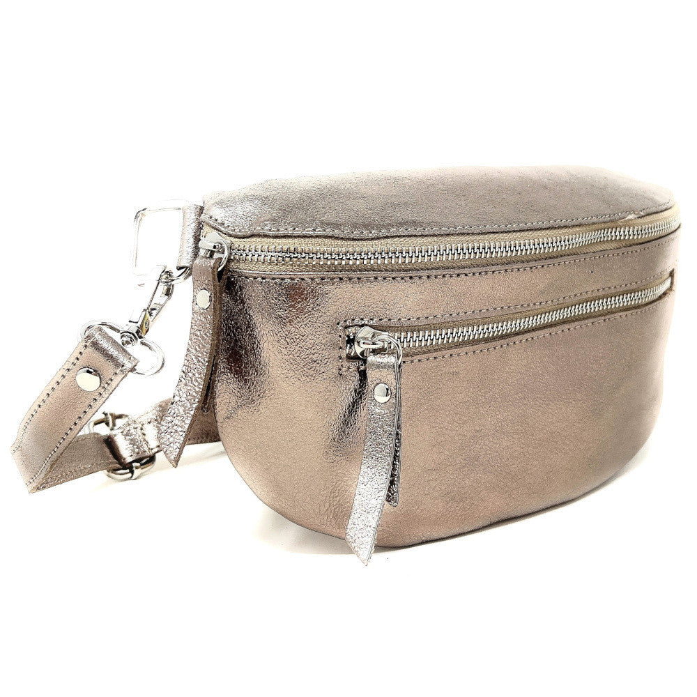 Sac banane en cuir irisé LOU-ANN Champagne irisé