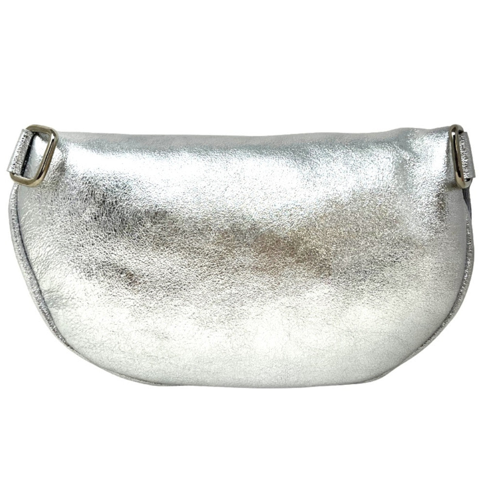 Sac banane en cuir irisé LOU-ANN Argent clair