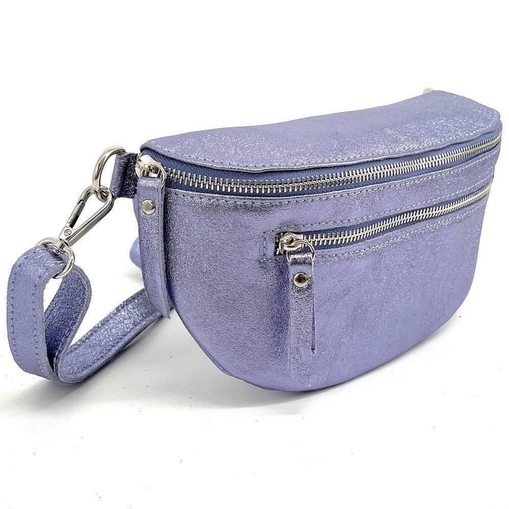 Sac banane en cuir irisé LOU-ANN Lilas irisé