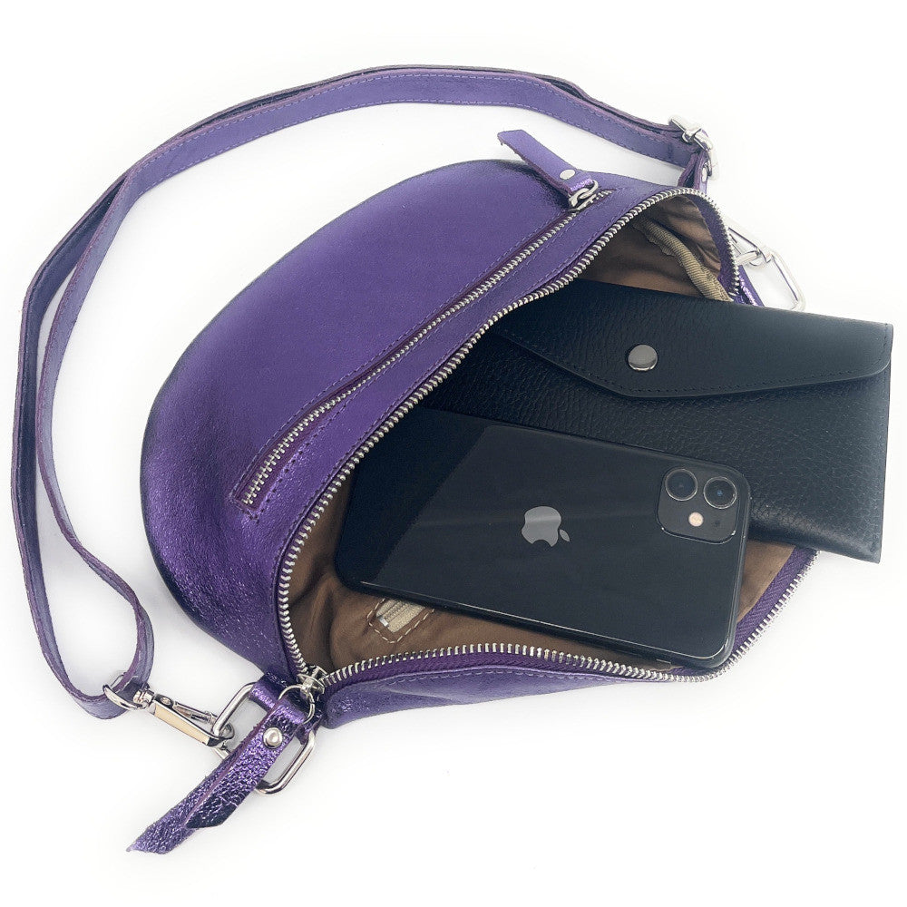 Sac banane en cuir irisé LOU-ANN Améthyste