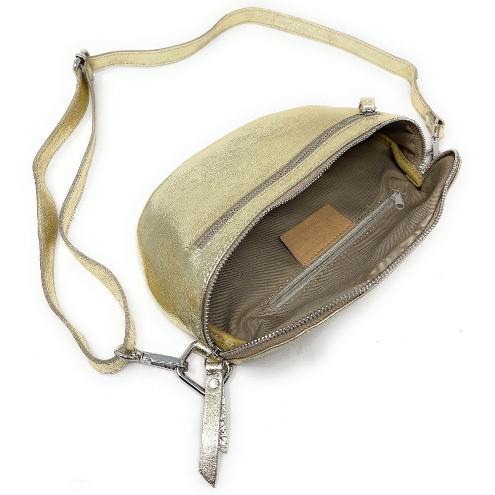 Sac banane en cuir irisé LOU-ANN Or pâle