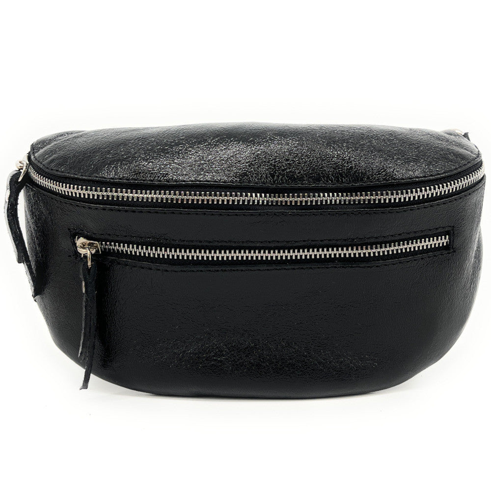 Sac banane en cuir irisé LOU-ANN Noir irisé