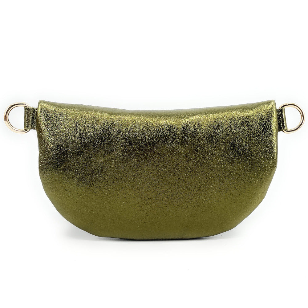 Sac banane en cuir irisé LOU-DO JUNGLE Léopard kaki irisé