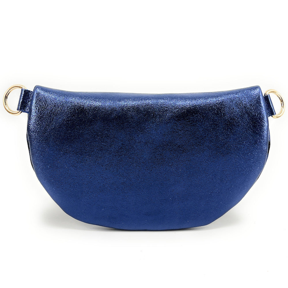 Sac banane en cuir irisé LOU-DO JUNGLE Léopard bleu profond