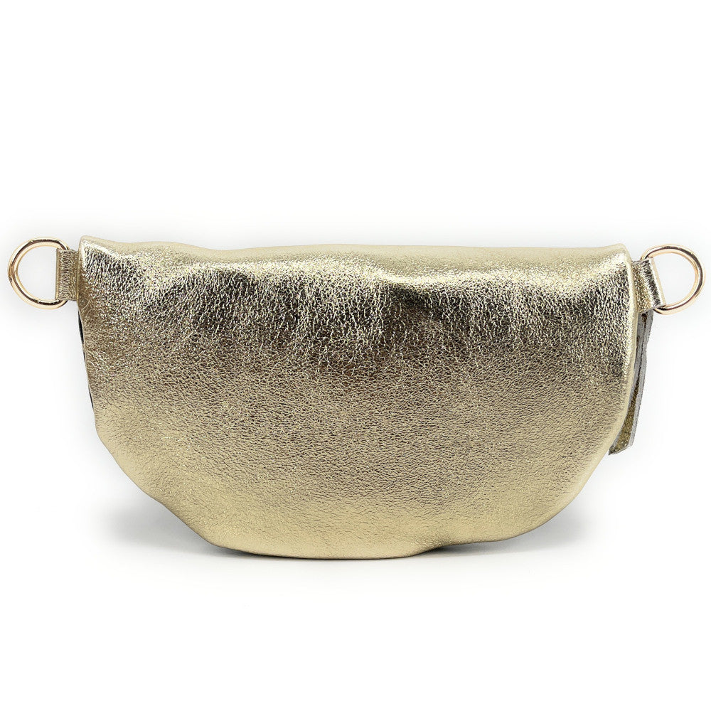 Sac banane en cuir irisé LOU-DO JUNGLE Léopard or pâle