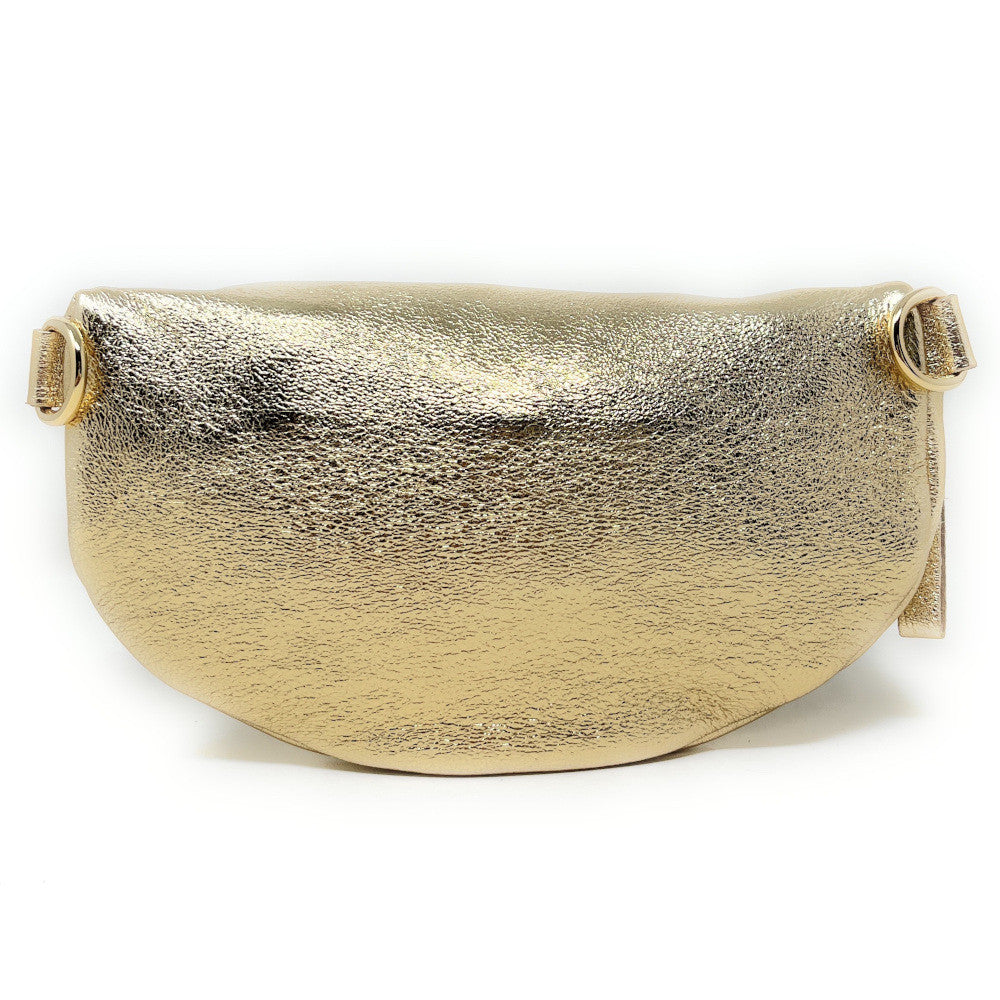 Sac banane en cuir irisé LOU-DO métal doré Or pâle