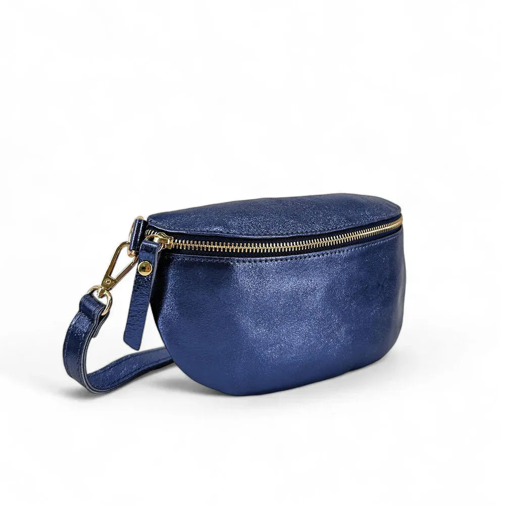 Sac banane en cuir irisé LOU-DO métal doré Nuit étoilée