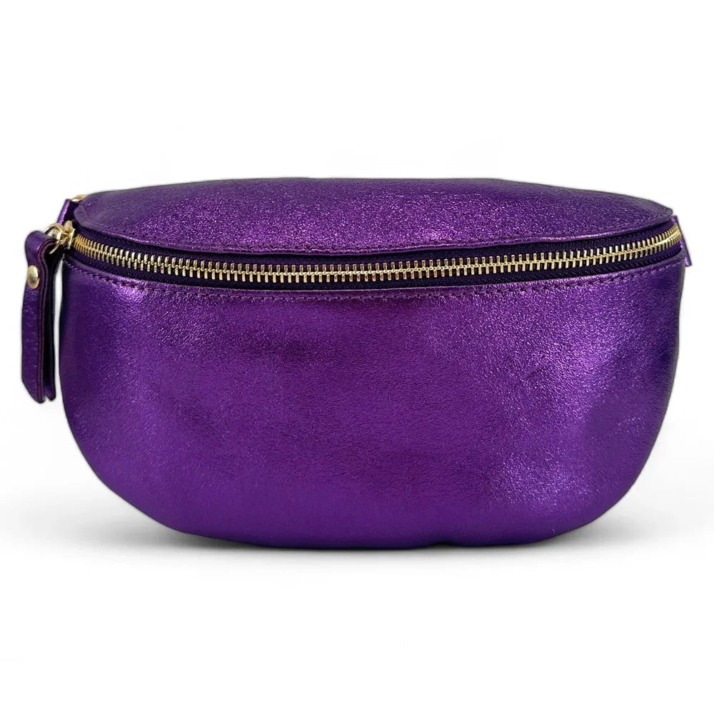 Sac banane en cuir irisé LOU-DO métal doré Améthyste