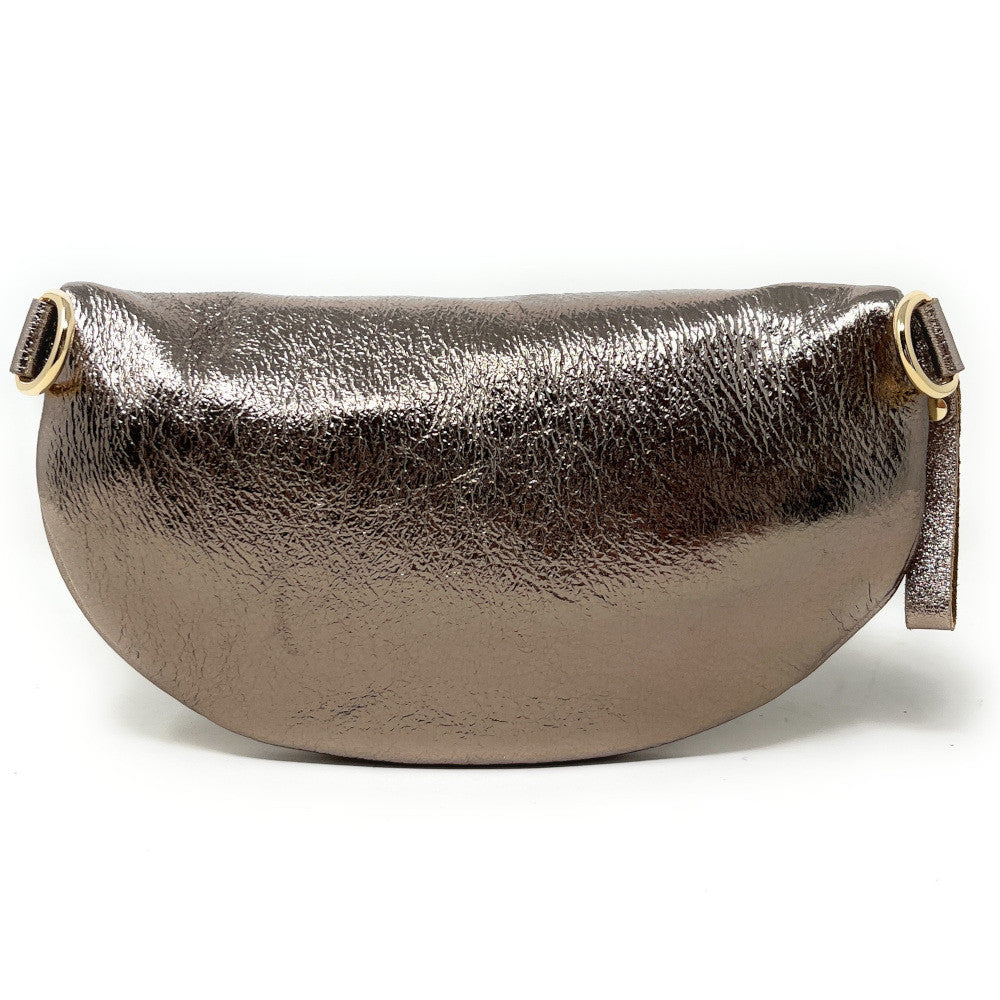 Sac banane en cuir irisé LOU-DO métal doré Champagne irisé