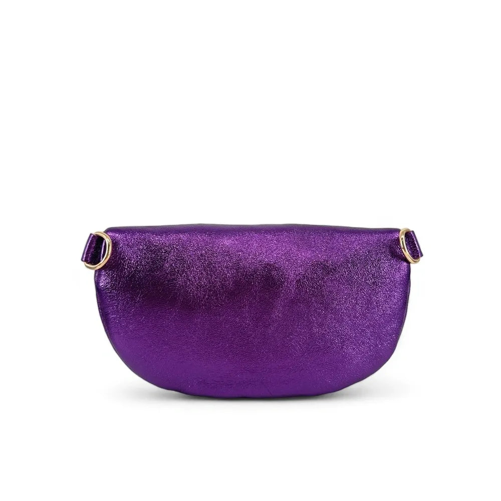 Sac banane en cuir irisé LOU-DO métal doré Améthyste