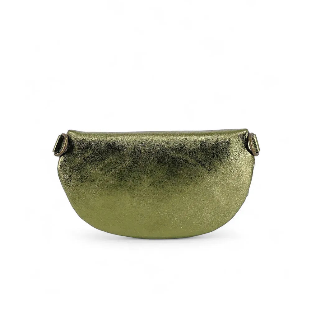 Sac banane en cuir irisé LOU-DO métal doré Kaki irisé