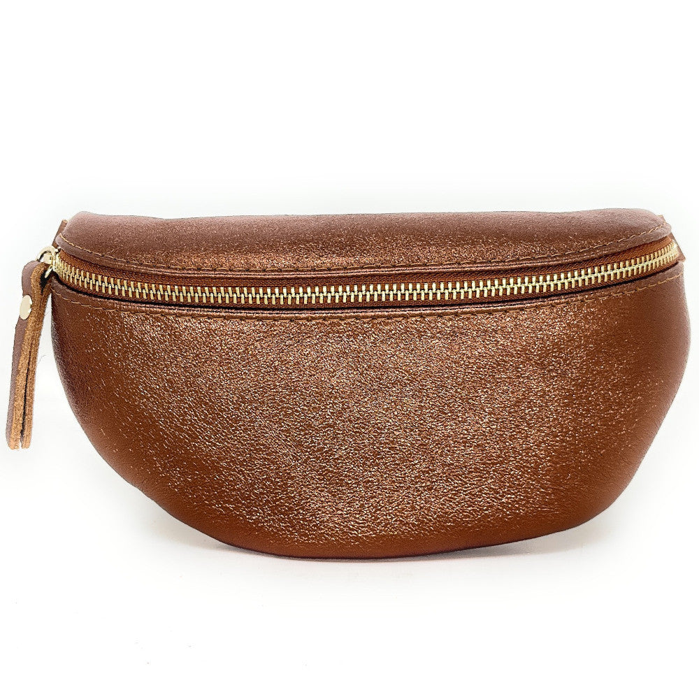 Sac banane en cuir irisé LOU-DO métal doré Bronze