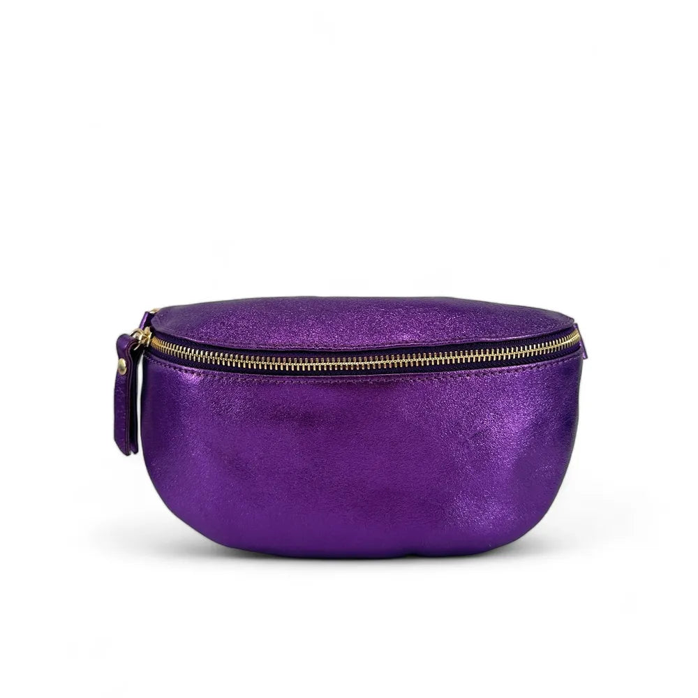 Sac banane en cuir irisé LOU-DO métal doré Améthyste