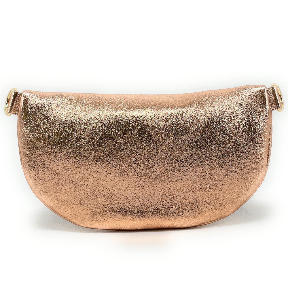 Sac banane en cuir irisé LOU-DO métal doré Rose gold