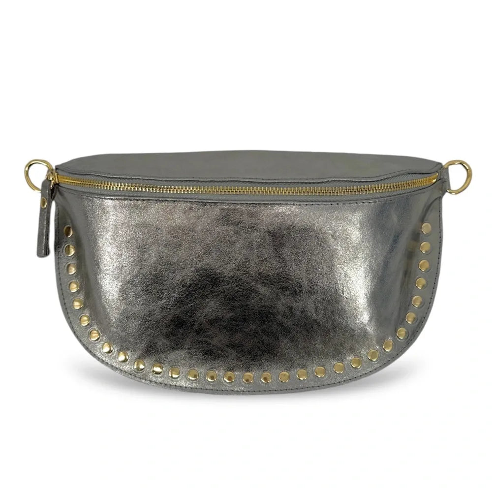 Sac banane en cuir irisé LOU PANADAS Argent moyen
