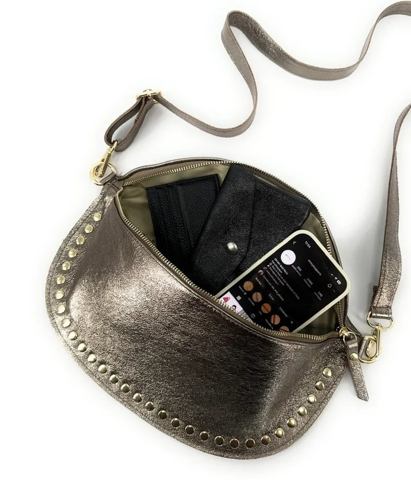 Sac banane en cuir irisé LOU PANADAS Champagne irisé